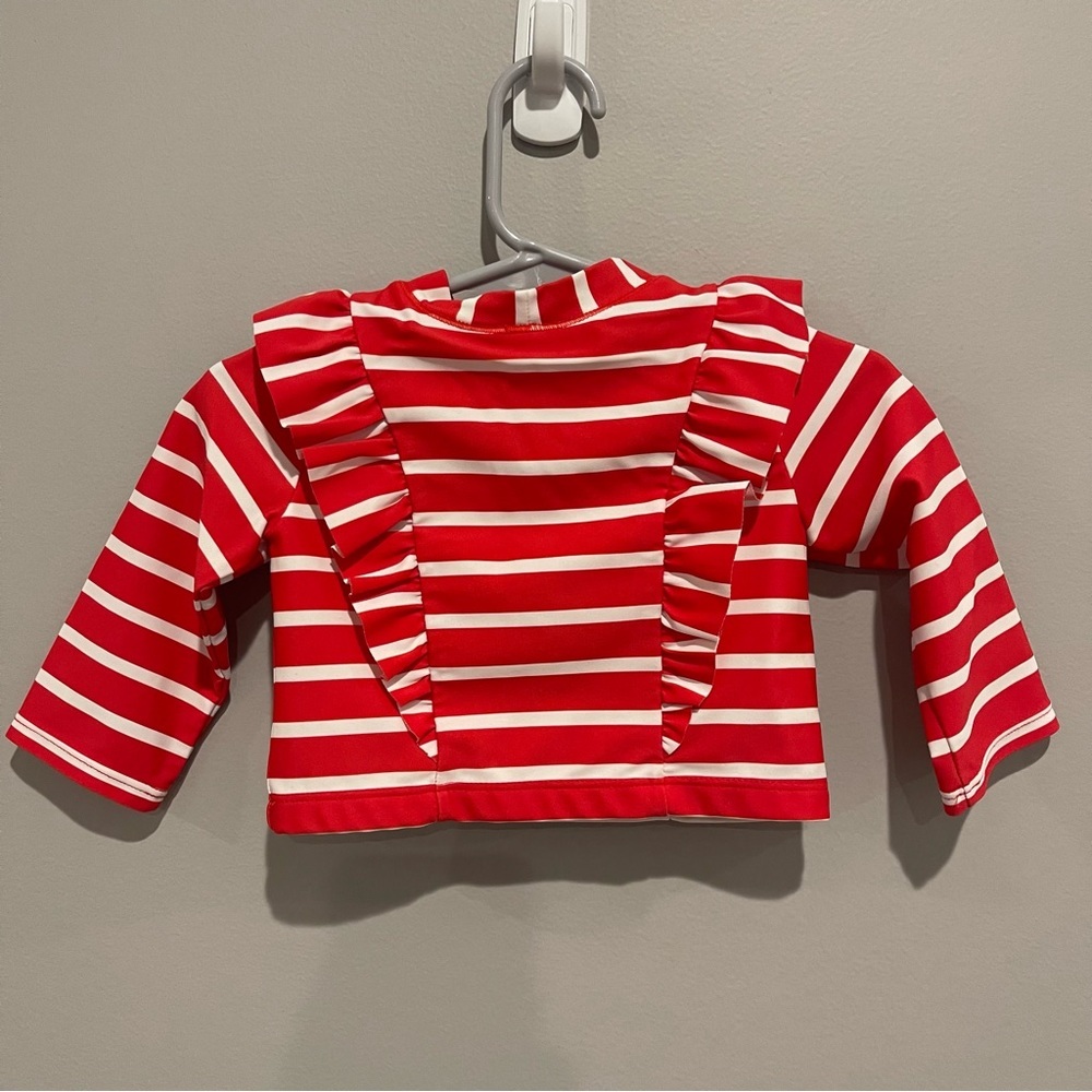 Janie and Jack Rash Guard Red White Swim Top 3-6M - Picture 6 of 8